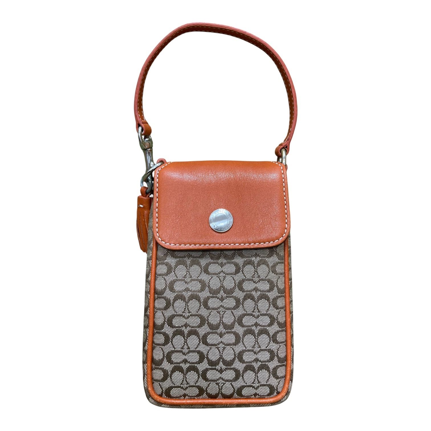 美品COACH コーチ シグネチャー フォンケース スマホ ポーチ 