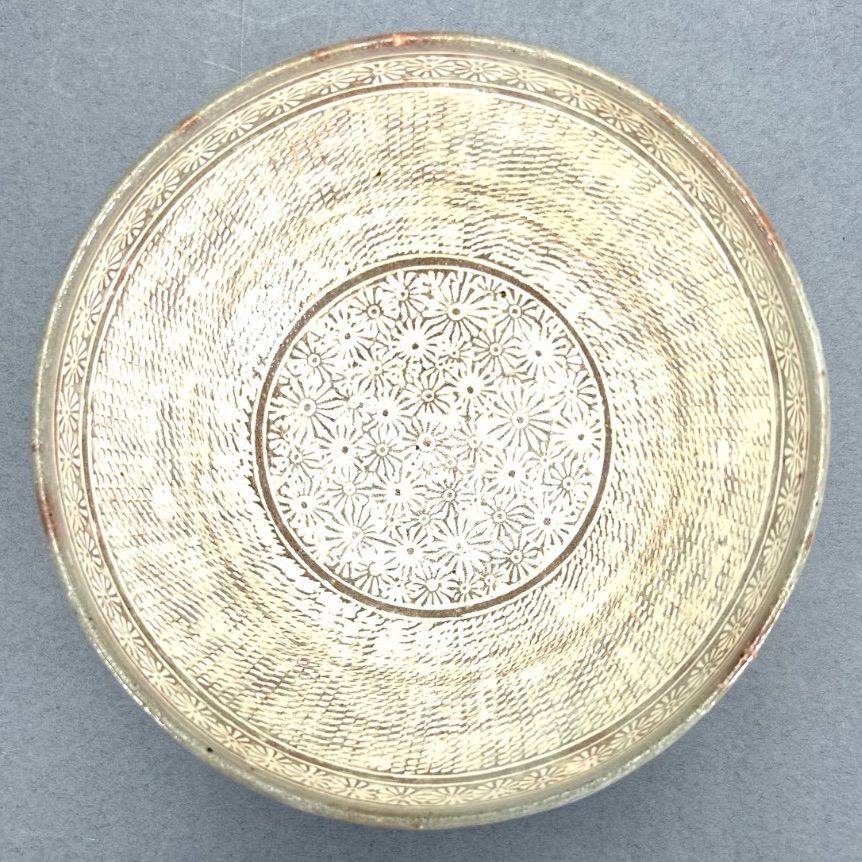幽玄】陶元窯 朴 富元 高麗三島茶碗 花暦 共箱 栞 茶道具 抹茶碗