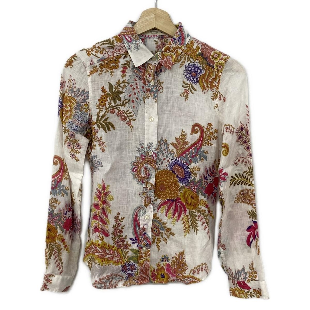 ETRO エトロ ブラウス 半袖 ボタニカル柄 レーヨン 42 M〜L