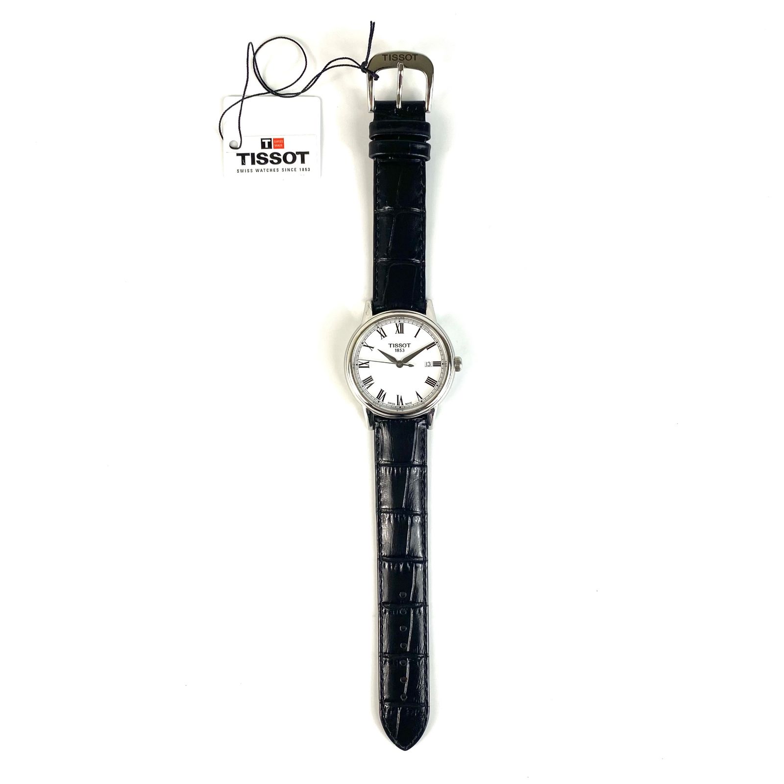 【未使用・電池交換済み】ティソ　TISSOT　Tクラシック　カーソン　T085410A　クォーツ　白　デイト表示　革ベルト 未使用・電池交換済】腕時計 メンズ ティソ TISSOT Tクラシック