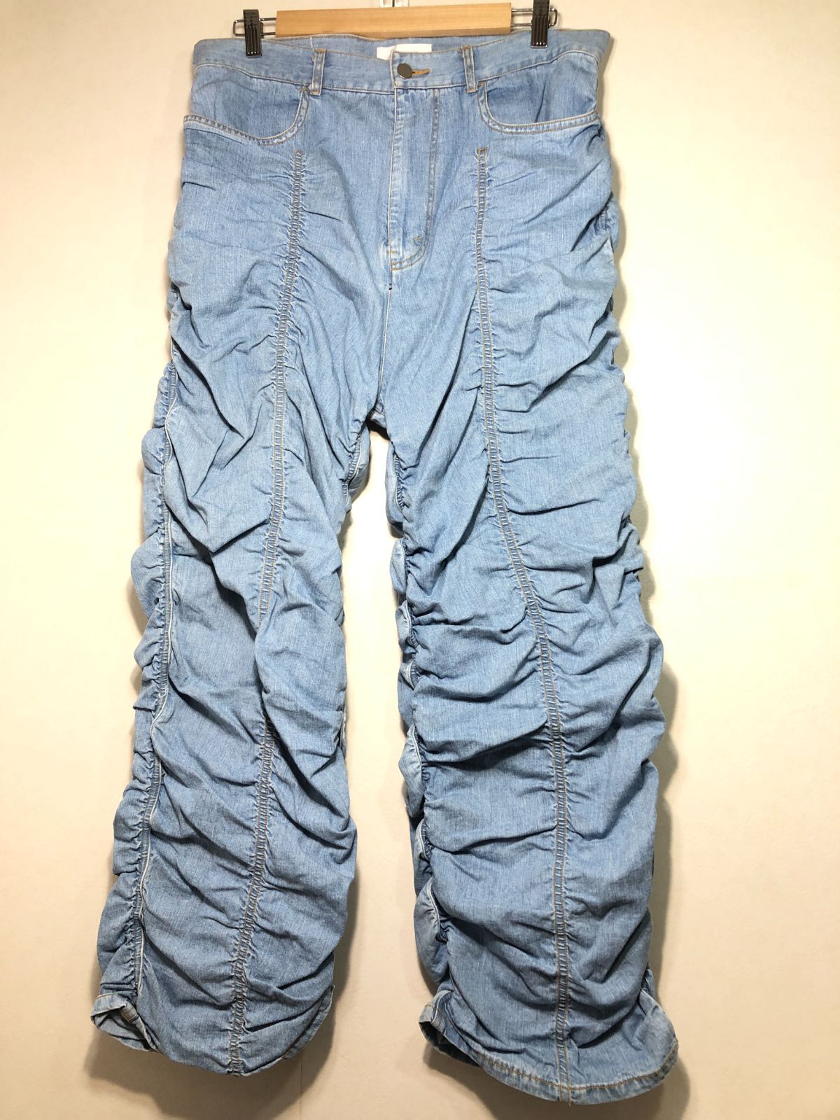 073001 24ss ICE&TECHNO SHIRRING DENIM L シャーリング デニム パンツ 