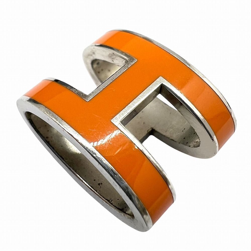 HERMES エルメス ポップアッシュ ネックレス オレンジ シルバー Hロゴ