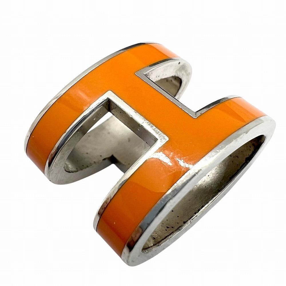 HERMES エルメス ポップアッシュ ネックレス オレンジ シルバー Hロゴ