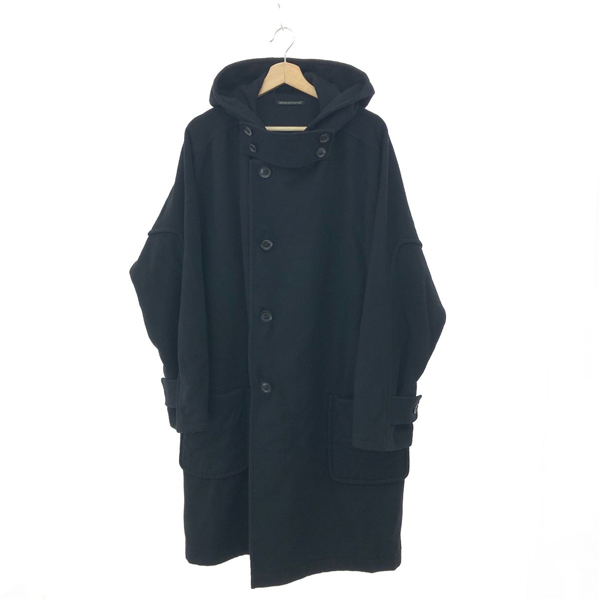 Yohji Yamamoto Pour Homme ヨウジヤマモトプールオム ダブルフーデッドコート サイズ:1 ウール HC-C12-108/19AW   ブラック メンズ / 241011012051 Yohji Yamamoto Pour Homme ヨウジヤマモトプールオム ダブル