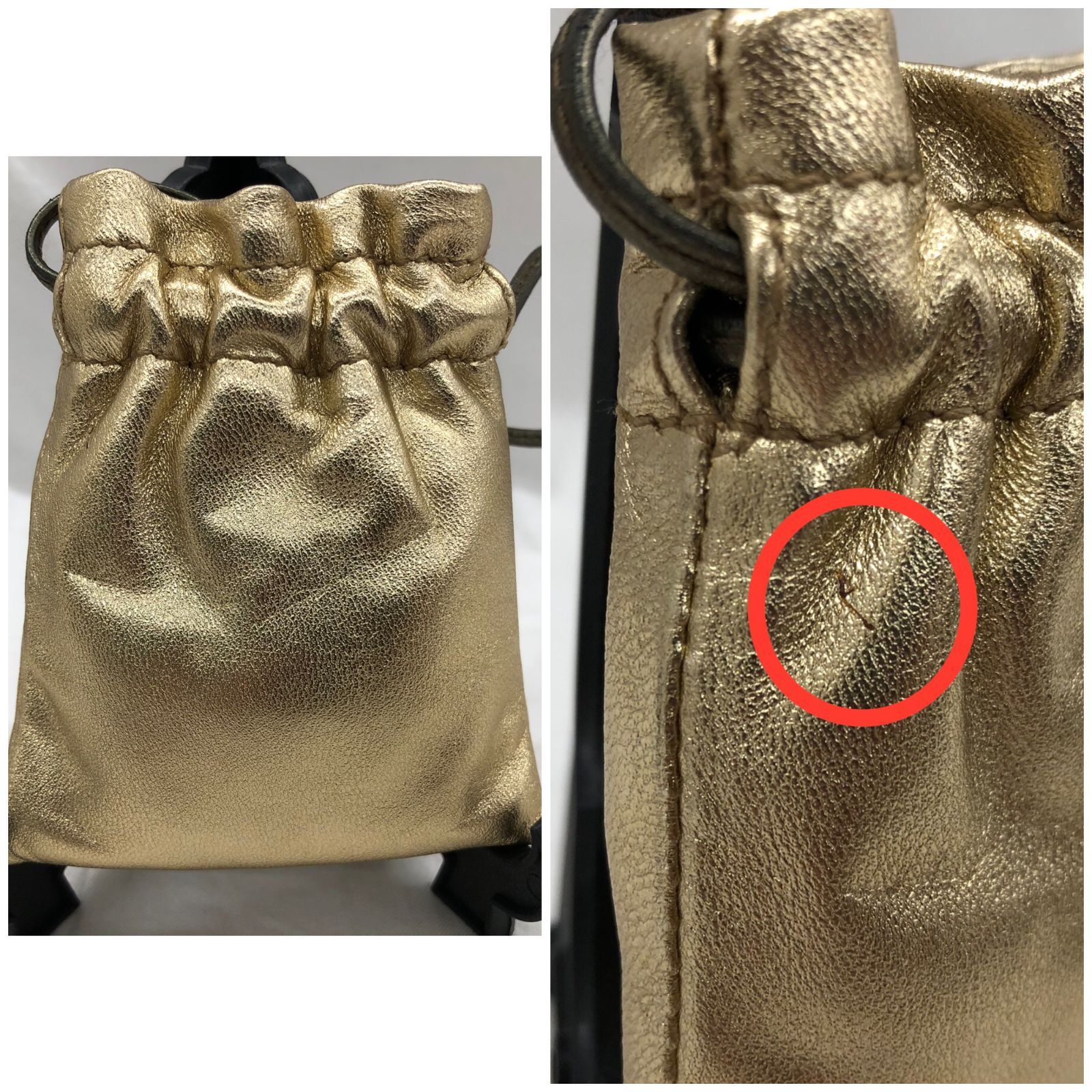 GUCCI グッチ ミニ ポーチ 巾着 ポシェット 小物 ゴールド