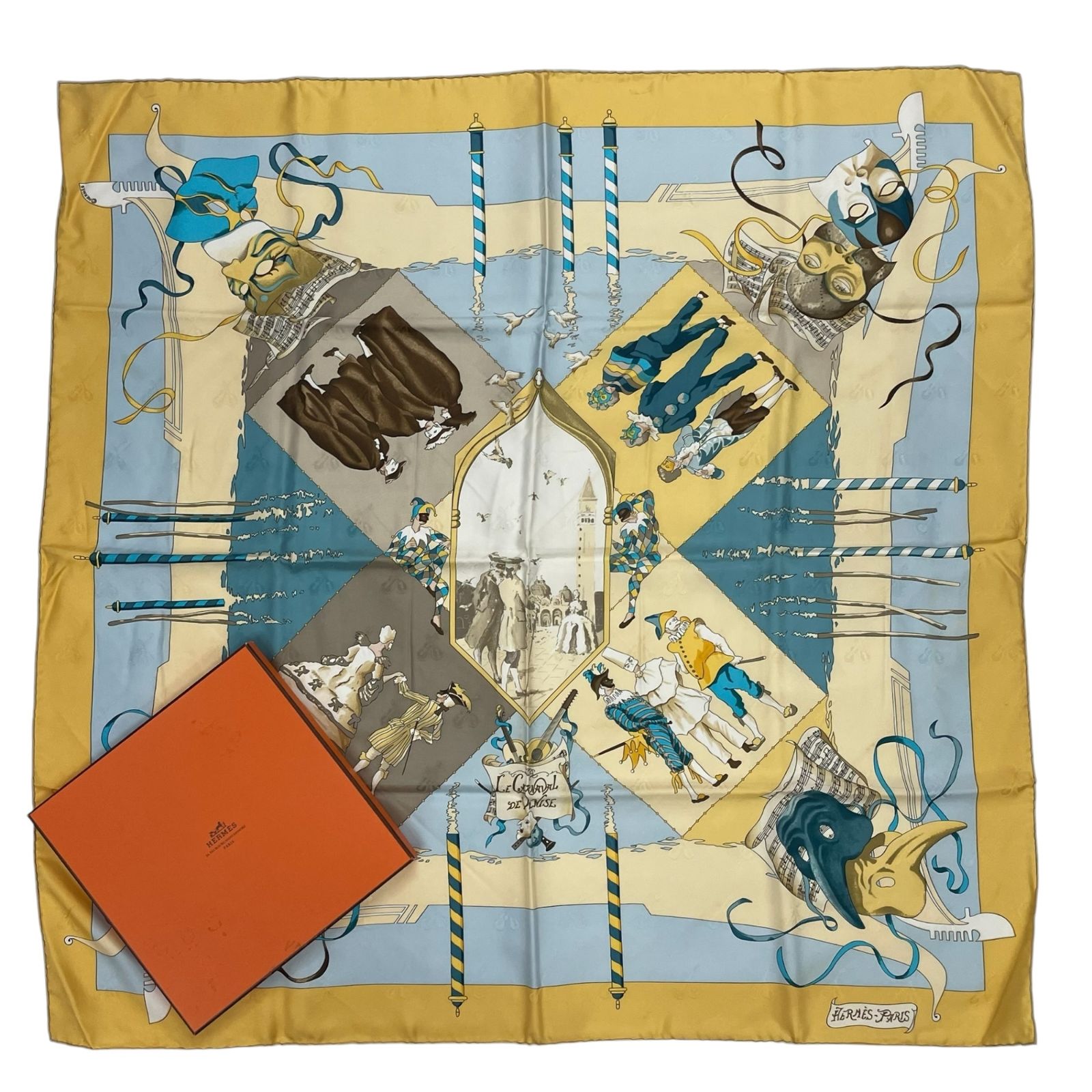 極美品 HERMES エルメス スカーフ シルク カレ90 CARNAVAL DE VENISE 