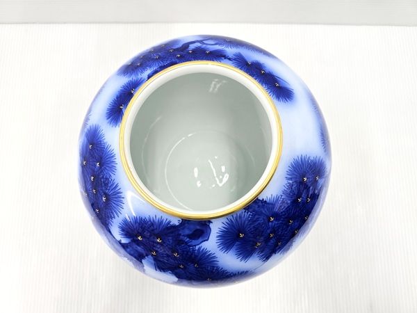 品】 香蘭社 染錦模様 老松文 花瓶 松 金彩 ○YR-19873○ 【公式通販】
