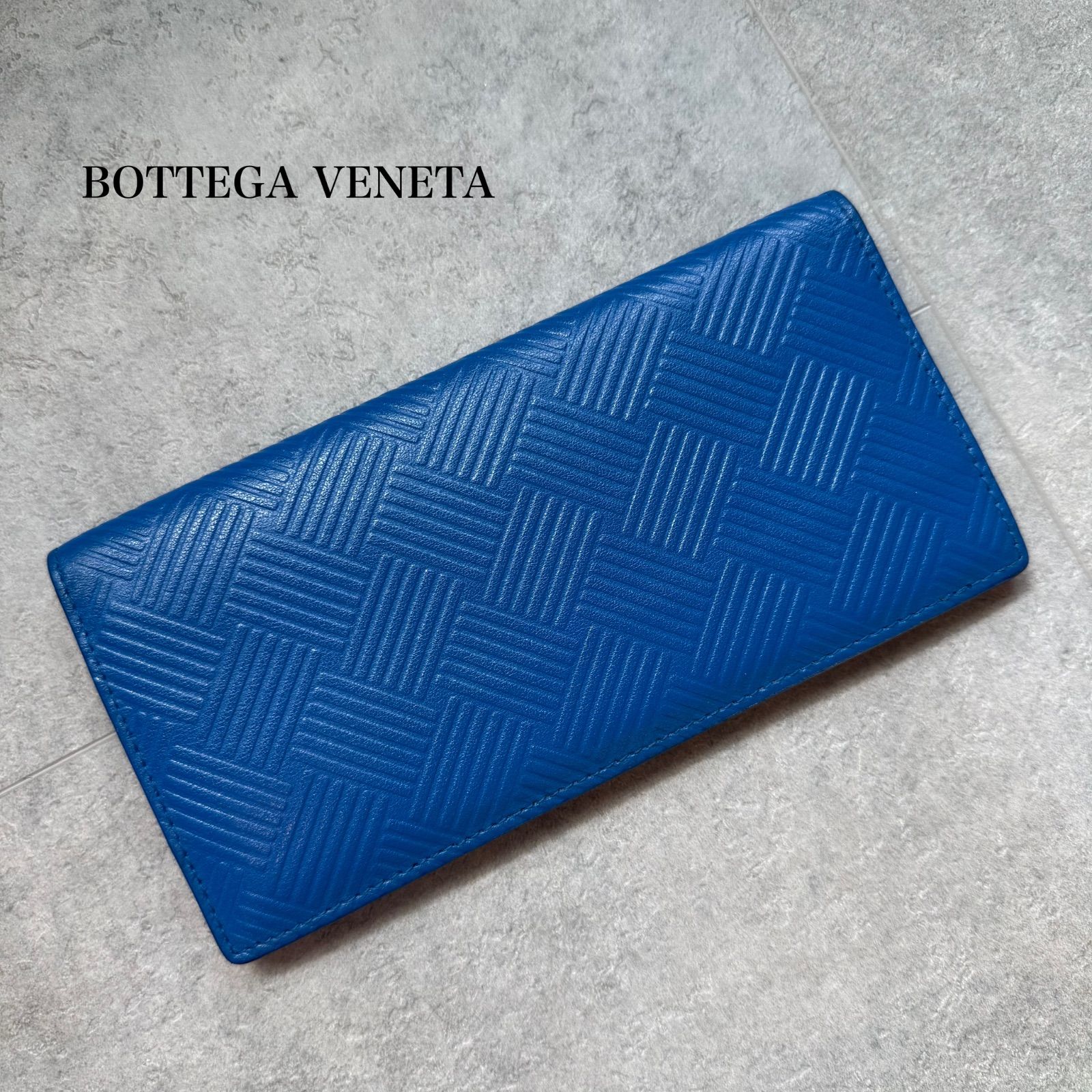 BOTTEGA VENETA ボッテガヴェネタ エンボス 長財布 レザー ブルー 青 