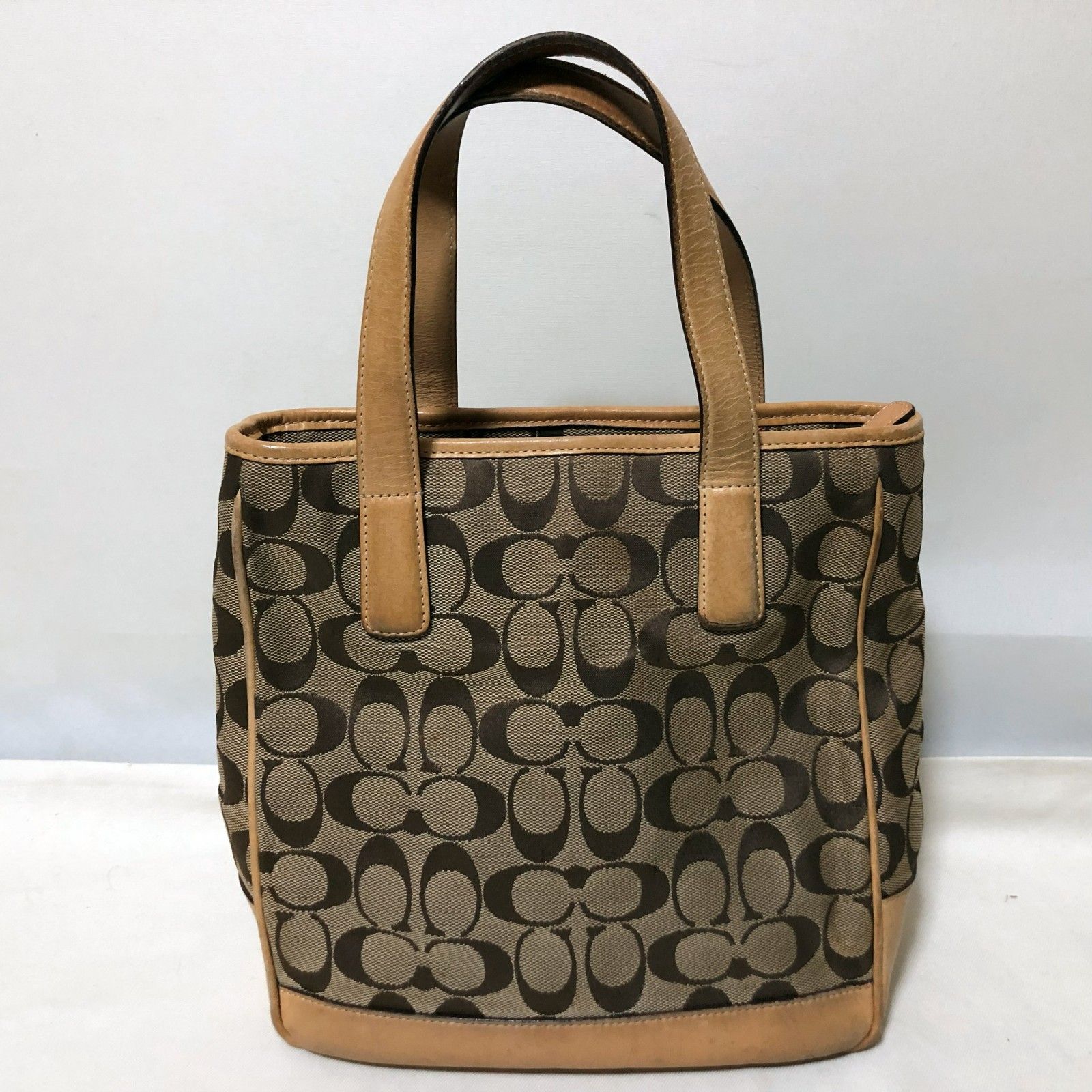D749 COACH コーチ ハンドバッグ キャンバス モノグラム ブラウン 
