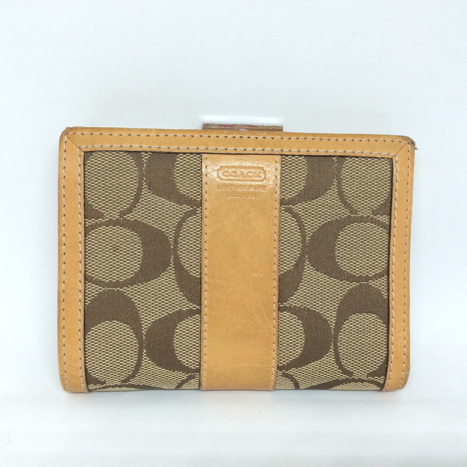H881 COACH コーチ 二つ折り財布 シグネチャー ベージュウォレット 