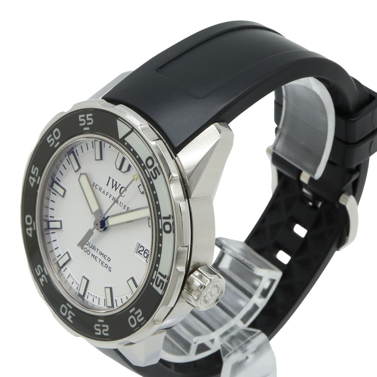  IWC インターナショナル ウォッチ カンパニー アクアタイマー ホワイト文字盤 SS ラバー AT オートマ メンズ 腕時計 IW356811 フーディー 自動巻き時計 腕時計(アナログ)