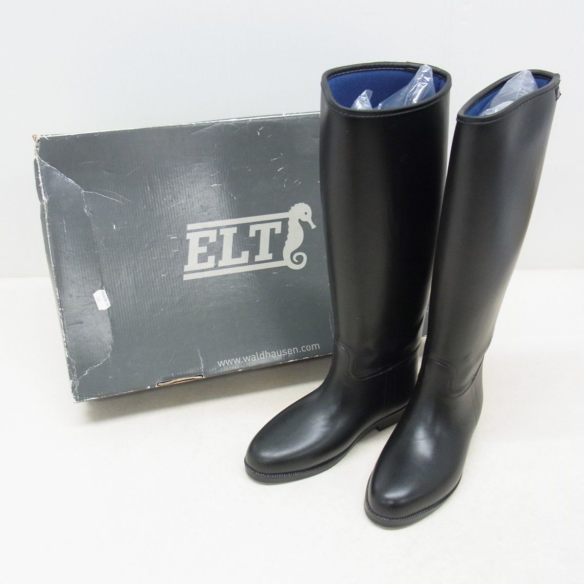未使用 ELT 乗馬用 ロングブーツ 長靴 ブラック 24cm