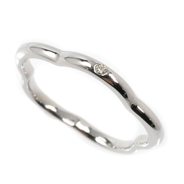 CHANEL シャネル K18WG ホワイトゴールド カメリア 1Pダイヤ リング