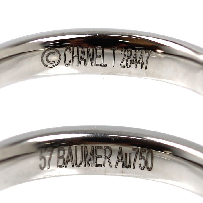 CHANEL シャネル K18WG ホワイトゴールド カメリア 1Pダイヤ リング 