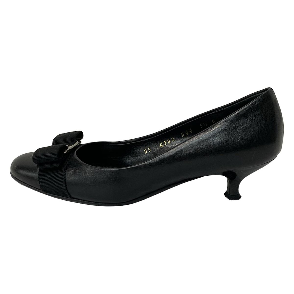 Salvatore Ferragamo 黒 リボン付きパンプス FERRAGAMO（フェラガモ 
