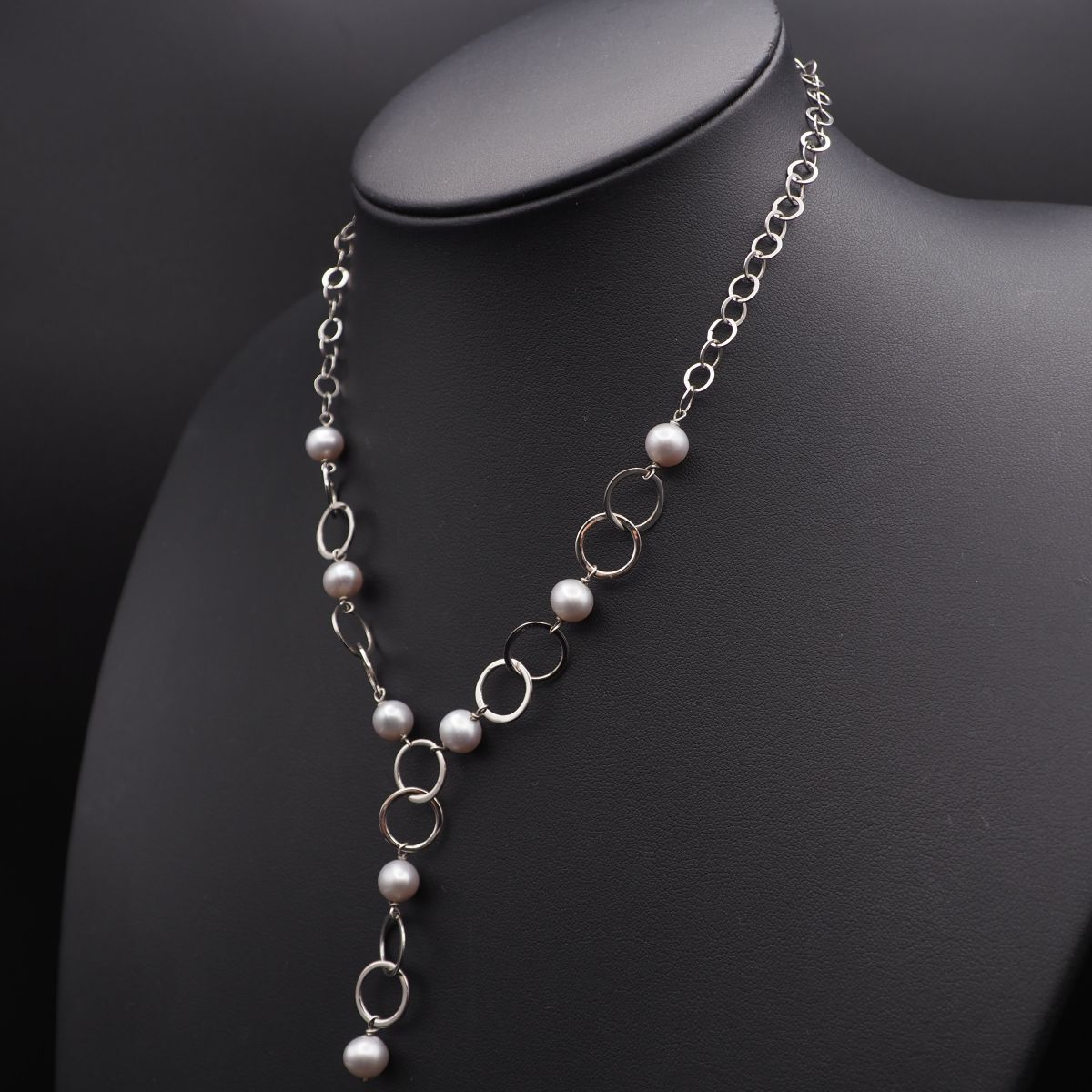 美品⭐️ B439☆真珠 パール ネックレス SILVER刻印 珠7.9mm～8.4mm 全長