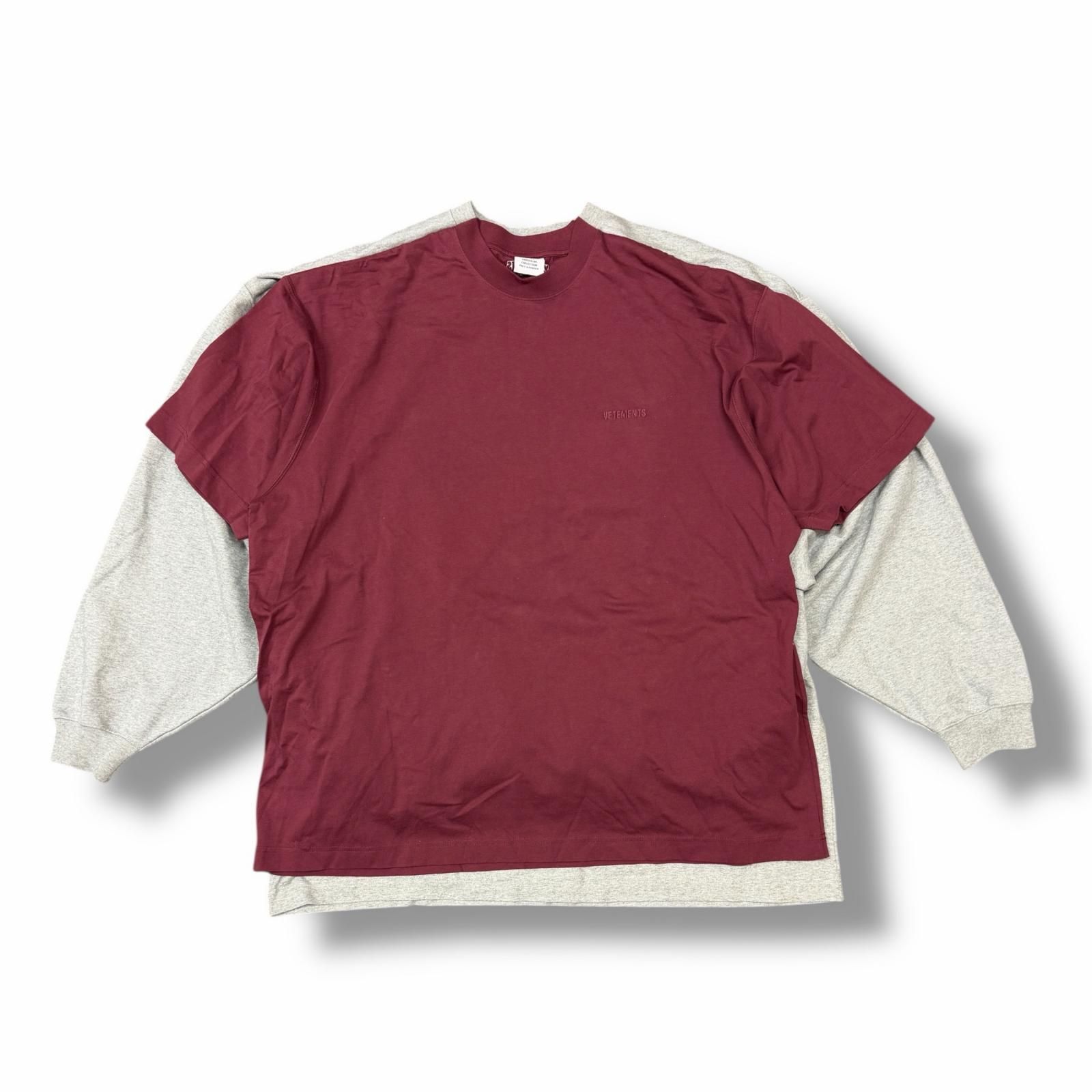 参考上代223300円 VETEMENTS MERGED T-SHIRT SWEATSHIRT マージドティーシャツスウェットシャツ ヴェトモン UA66CW630 グレー L （10456M） 参考上代223300円 VETEMENTS MERGED T-SHIRT SWEATSHIRT マージド