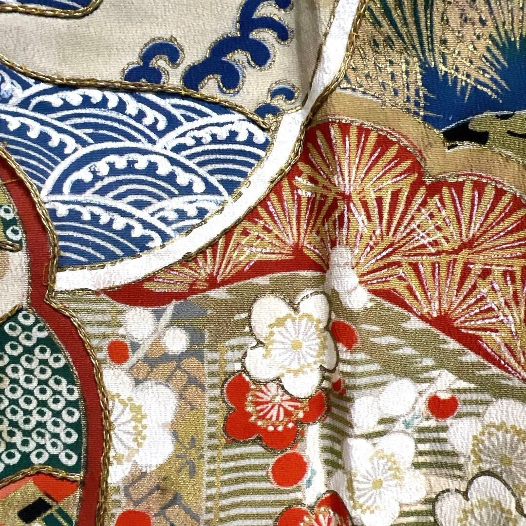 黒留袖　アンティーク　五つ紋　金駒刺繍　刺繍　松竹梅　御所車　着物　016tz 黒留袖 アンティーク 五つ紋 金駒刺繍 刺繍 松竹梅 御所車 着物 016tz