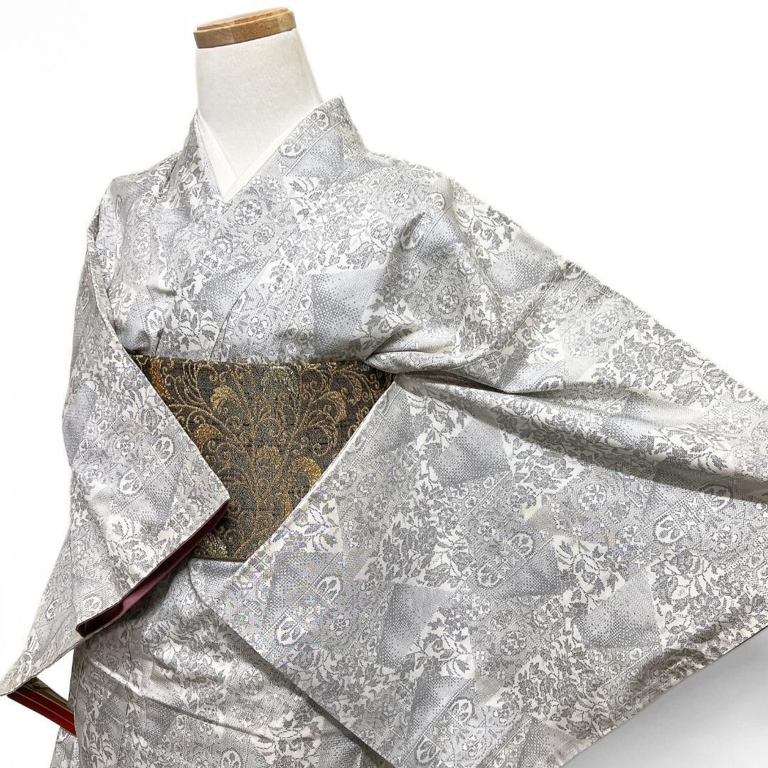 未着用 小紋 白大島紬 裂取り 唐花 更紗 着物 123b d m - メルカリ