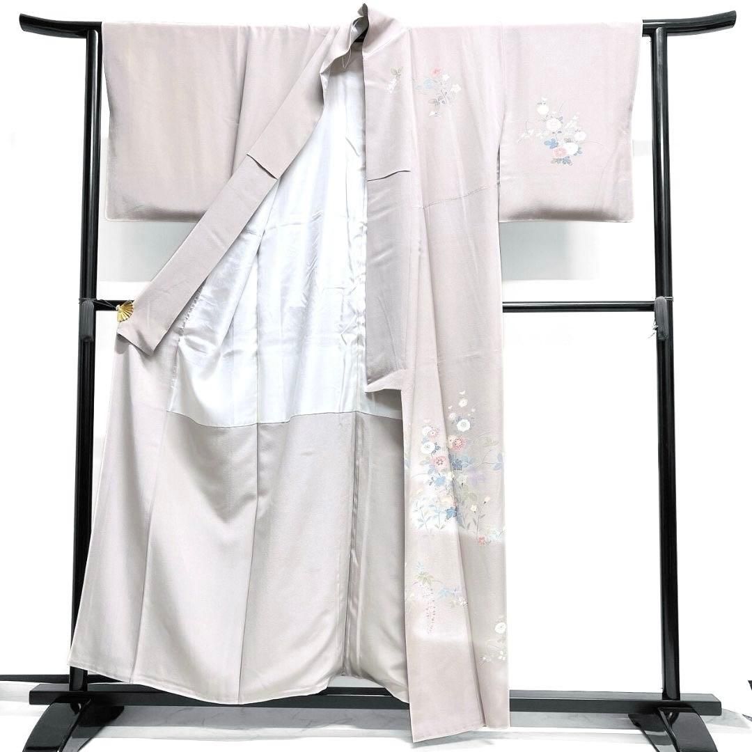 付け下げ　単衣　身丈163　裄69　友禅　松竹梅　桔梗　菊花　着物　051b p 付け下げ 作家もの 京加賀友禅 菊花 桔梗 藤の花 着物 015b p - メルカリ