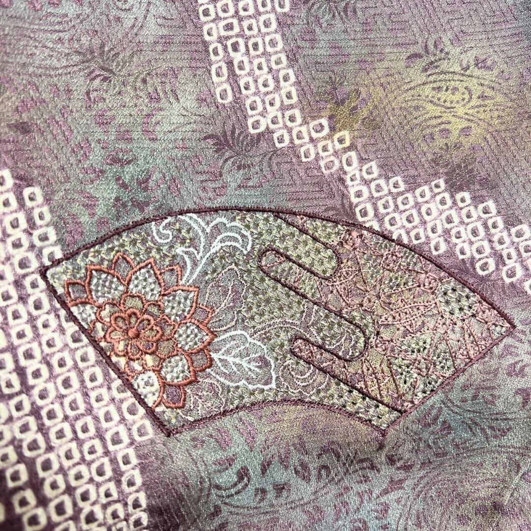 スワトウ刺繍 刺繍 訪問着 絞り 扇 花模様 ヱ霞 着物 015b p 【公式通販】
