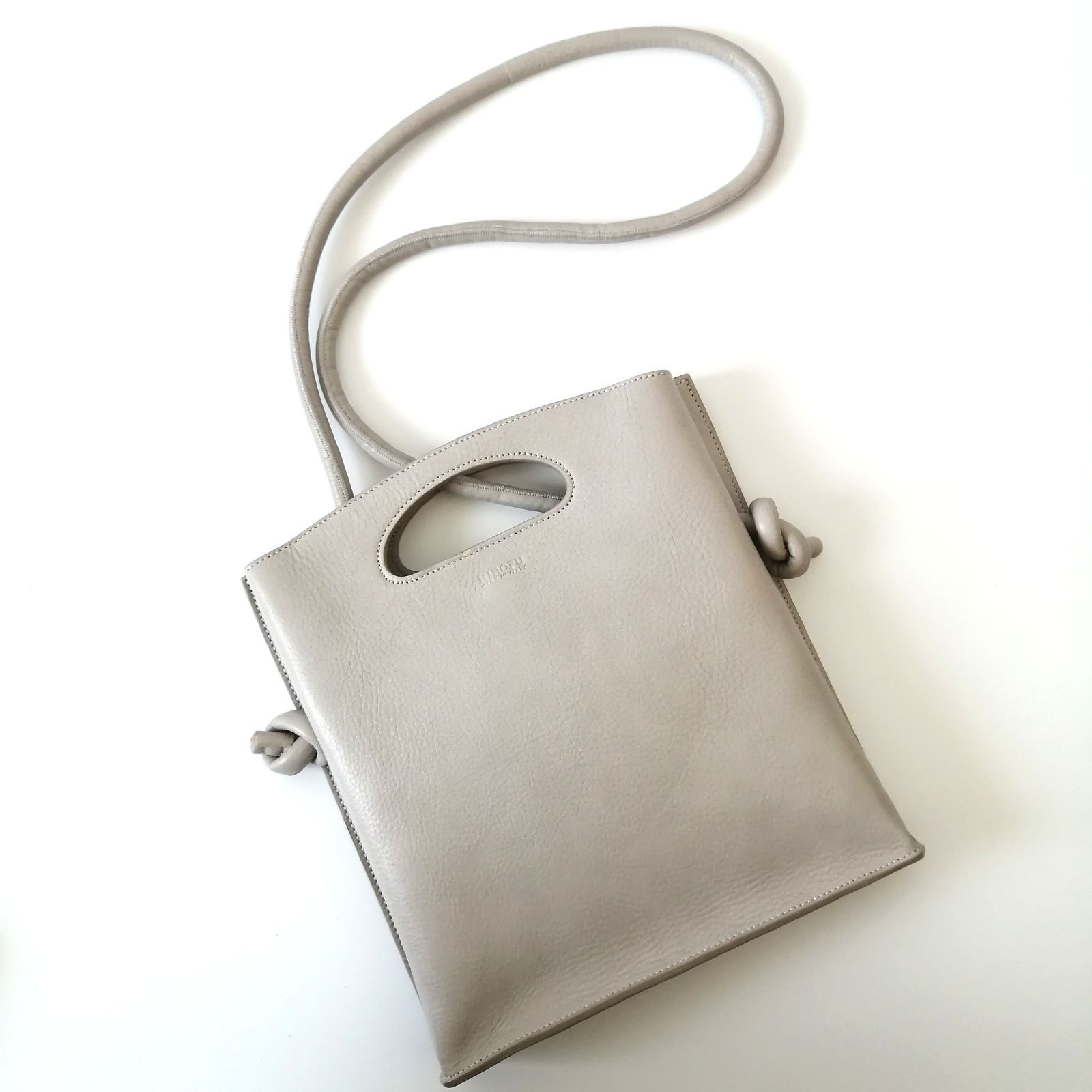 極美品】ヒロフ コーダ 2way ショルダーバッグ ハンドバッグ グレー 本 