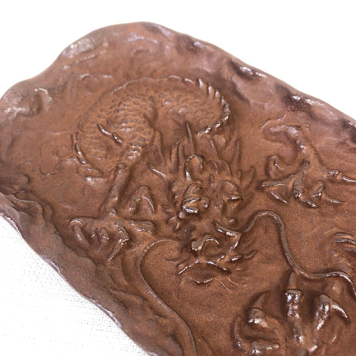 未使用品】高岡銅器 雲龍皿 二上常太郎 号元威 鋳銅 伝統工芸品 骨董