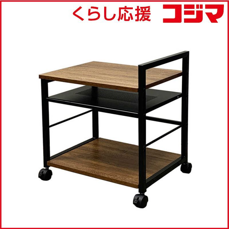 【 新品 未開封 】 レメックスジャパン デスクの下に収納可能 プリンターワゴン デスクワゴン(W48.5×D37×H53cm)(床から天板までの高さ：約45cm) 木目 REMEX PJC-7001-WD2 未使用 送料無料