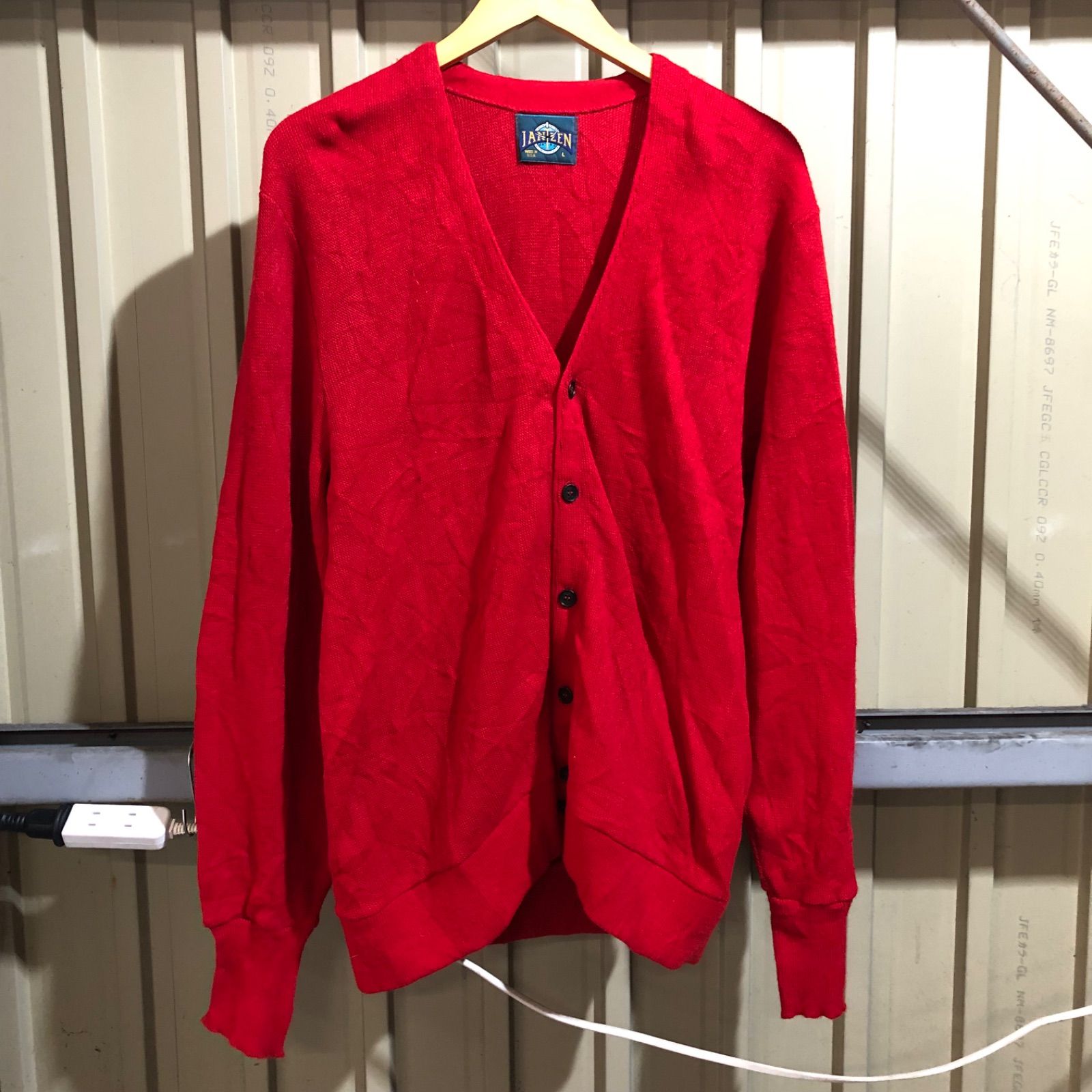 2172 Jantzen カーディガン レッド L ジャンセン ニット セーター 無地