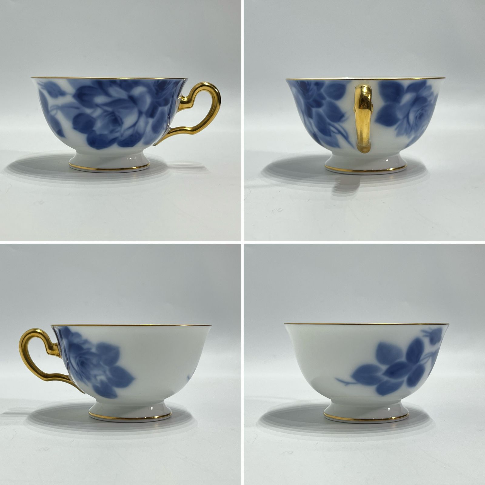 美品 大倉陶園 ブルーローズ カップ＆ソーサー 金彩 ① ⁄ 大倉陶園