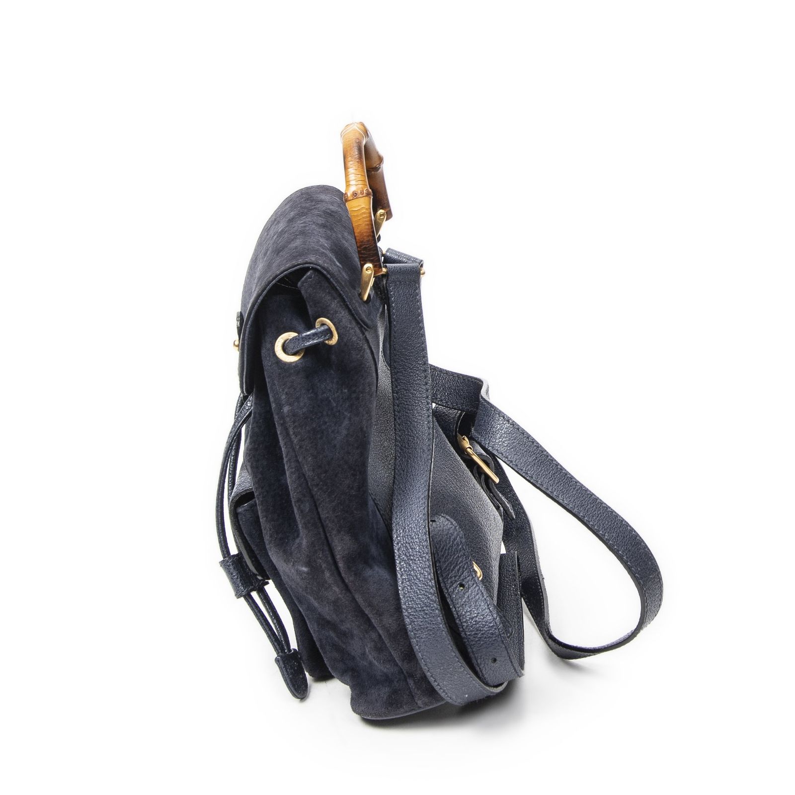 中古] GUCCI グッチミニバンブーリュックサックネイビーカーフスキン 