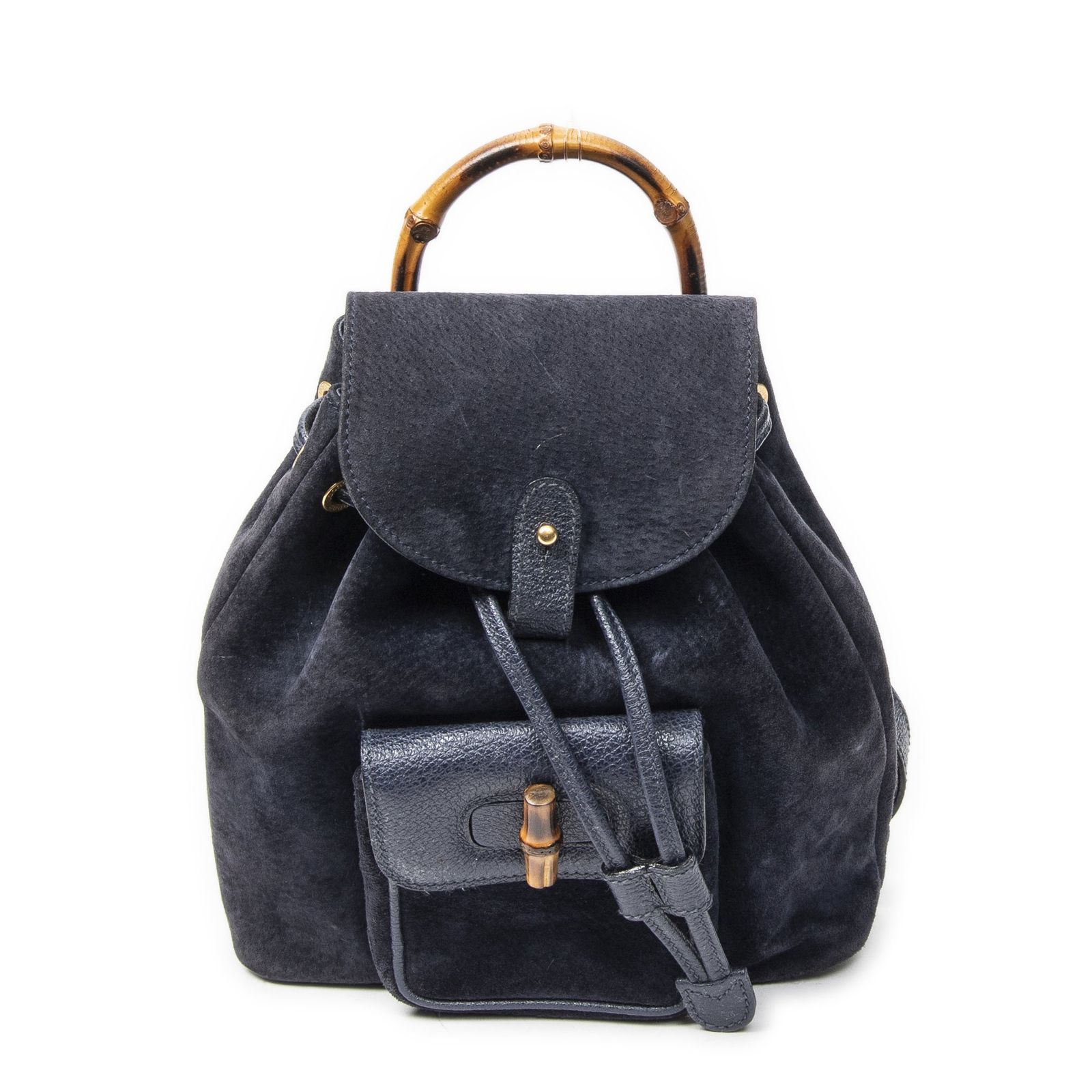 中古] GUCCI グッチミニバンブーリュックサックネイビーカーフスキン 