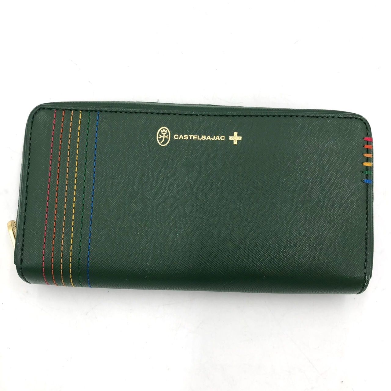 カステルバジャック CASTELBAJAC 長財布 ラウンドファスナー 緑 レザー 