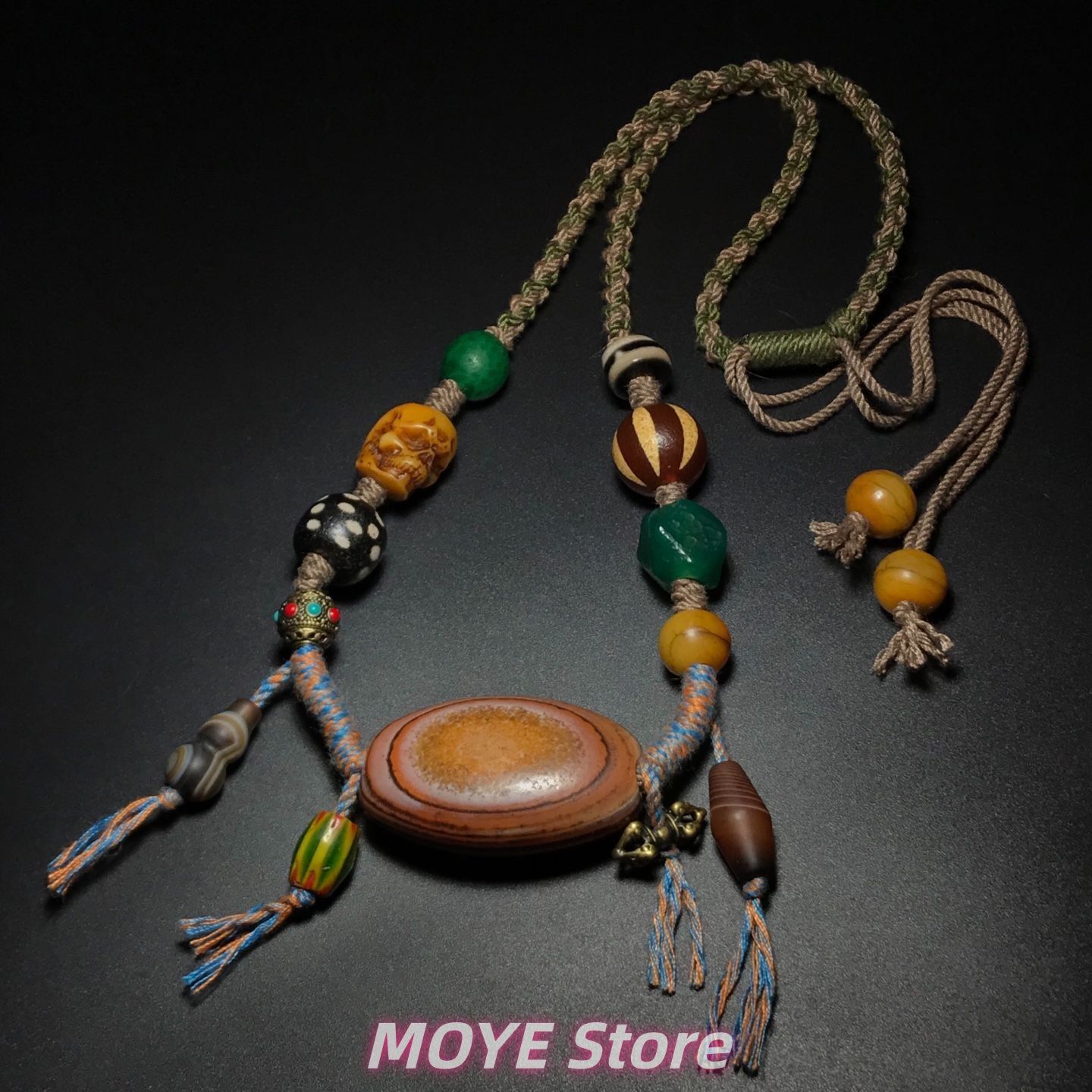 ☆天然石☆ 蔵伝 チベット 六眼天珠 古美術品 古董品 旧家蔵出 稀少珍品 蔵友旧蔵出 瑪瑙製 細密彫 七眼天珠 高油包漿 根付裝身具 希少珍品