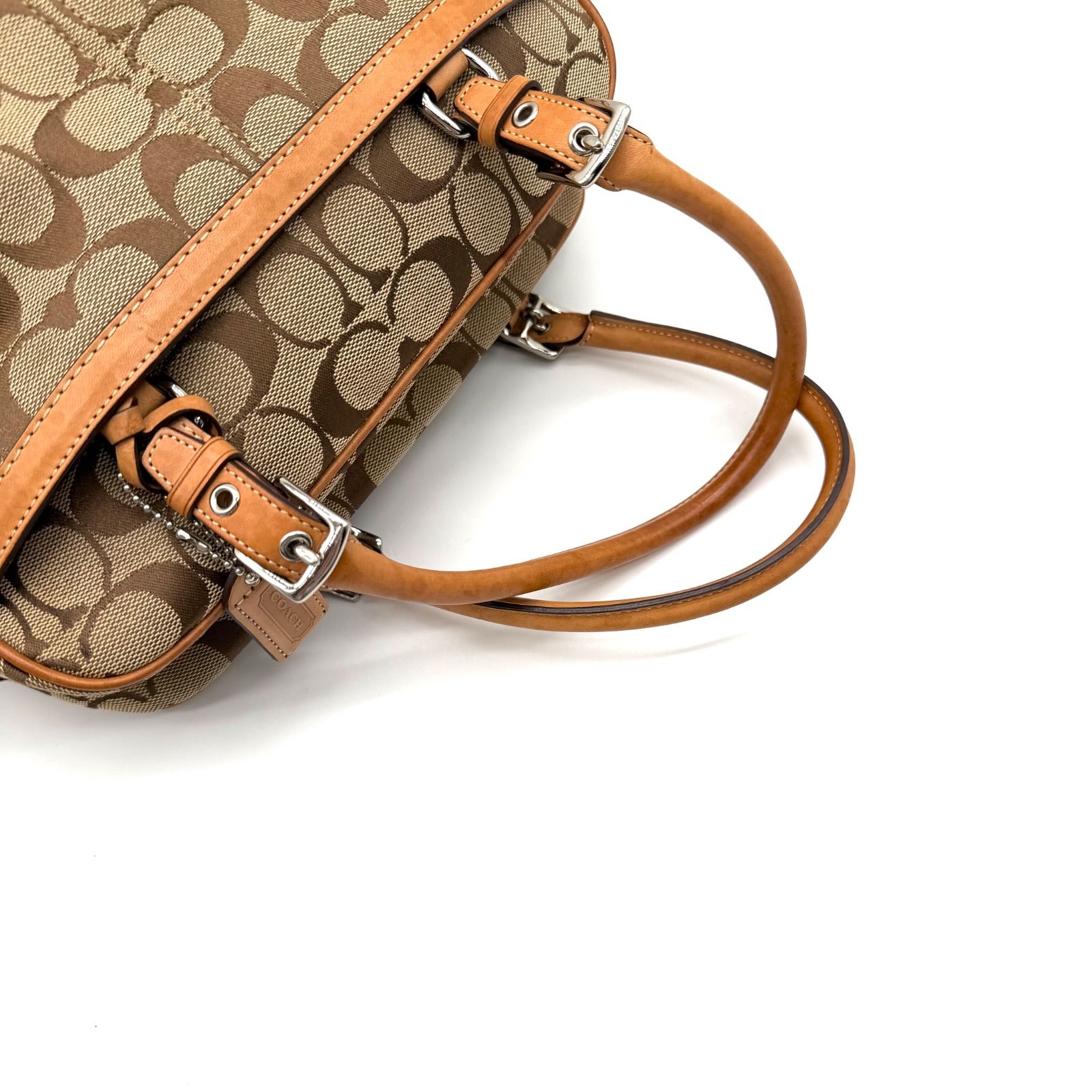 COACH y2k signature handbag leather mini Boston bag canvas コーチ