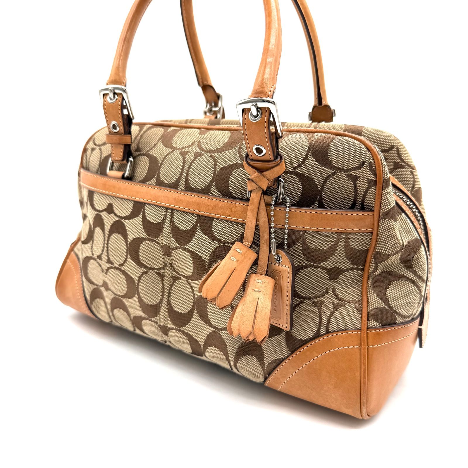 バッグ Coach Signature Canvas Boston bag y2k COACH y2k signature handbag leather mini Boston bag canvas コーチ