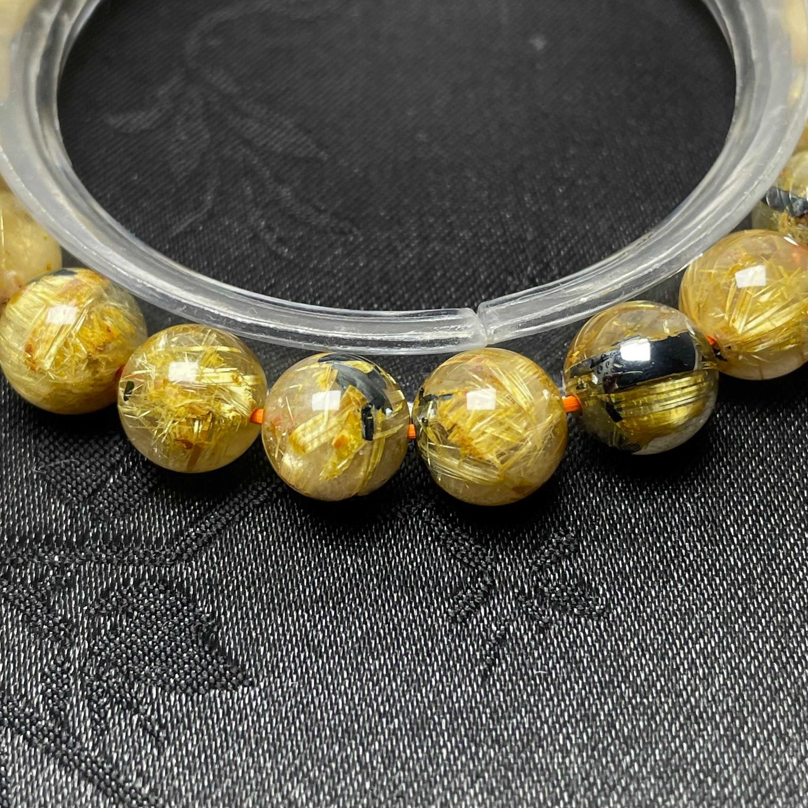 天然美品☆【40A太陽花タイチンルチル】☆黄金針水晶ブレスレット