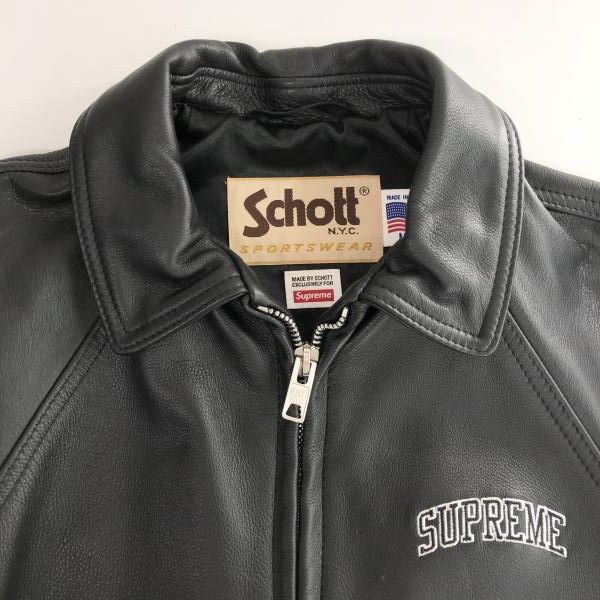 中古】Supreme × Schott 19FW Martin Wong 8-Ball Leather Varsity
