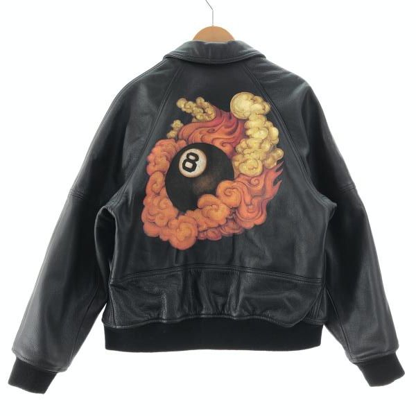 中古】Supreme × Schott 19FW Martin Wong 8-Ball Leather Varsity