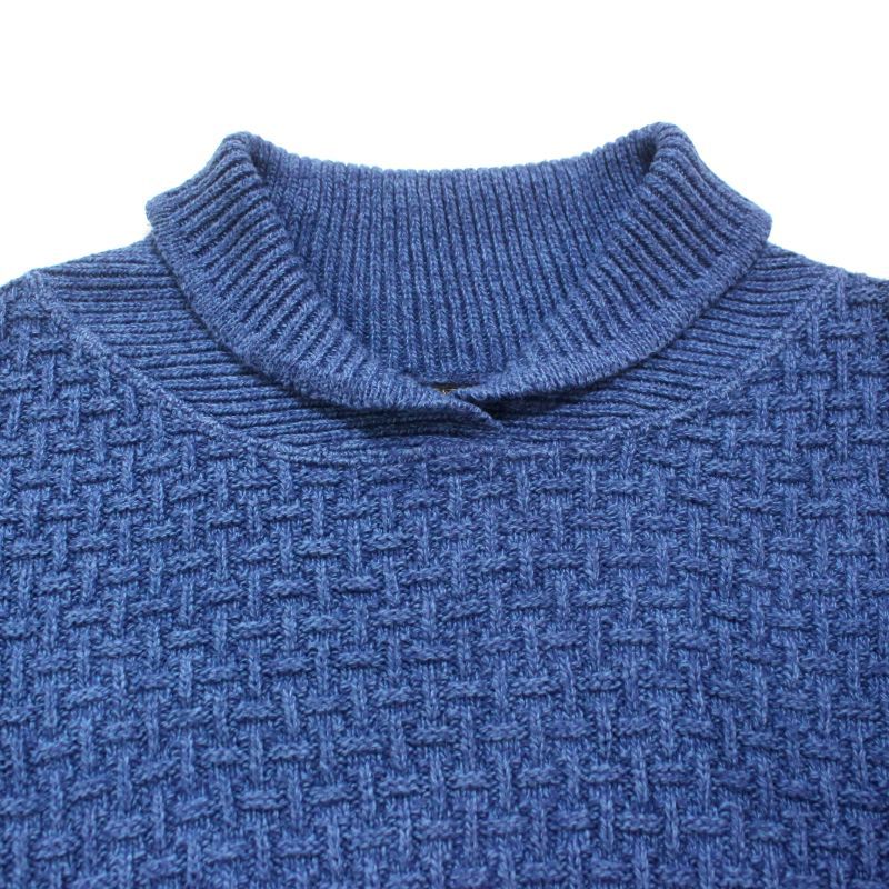 80s USA製 vintage Eddie Bauer 無地 ショールカラー コットン ニット 