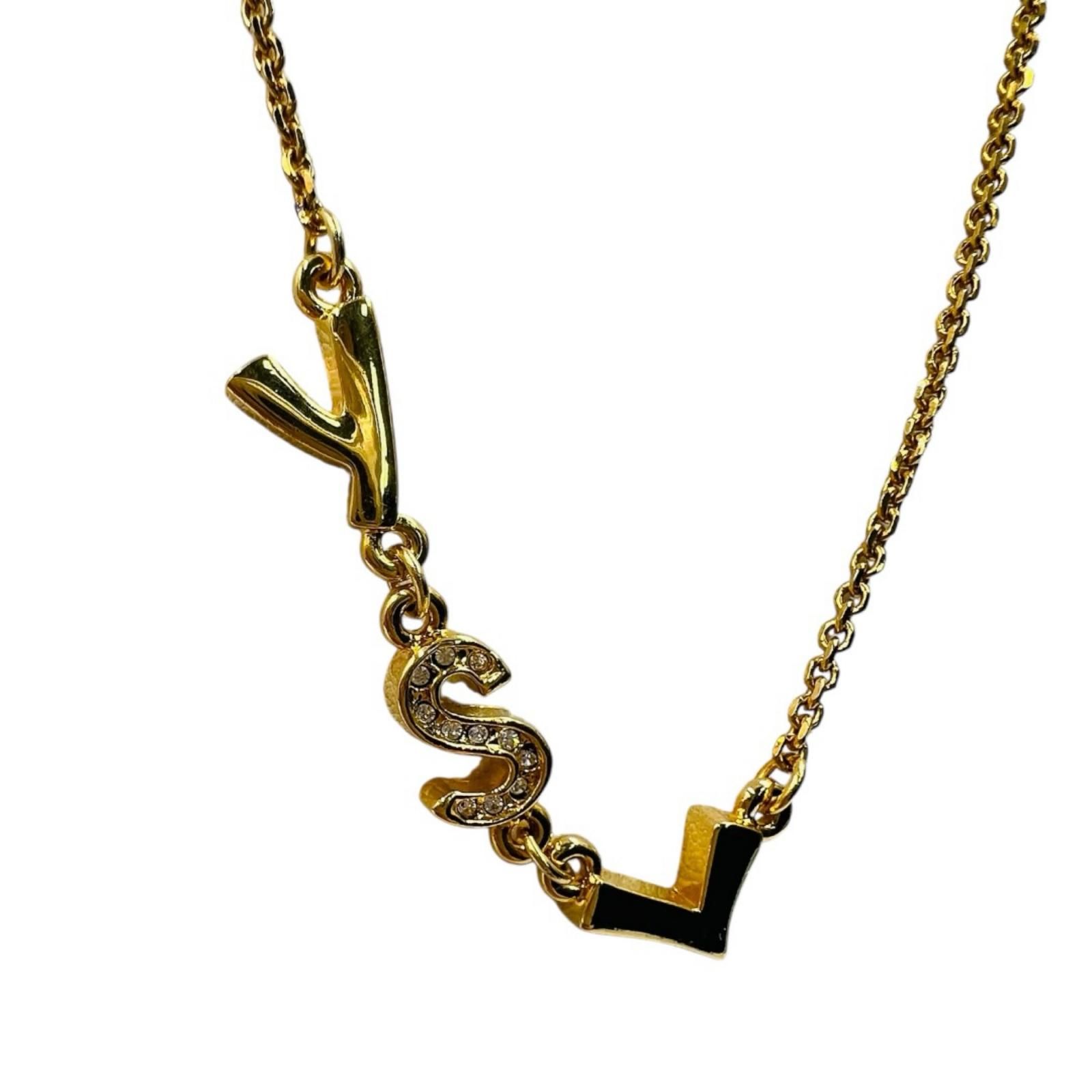 YVES SAINT LAURENT YSLロゴ ハート ネックレス ゴールド ペンダント