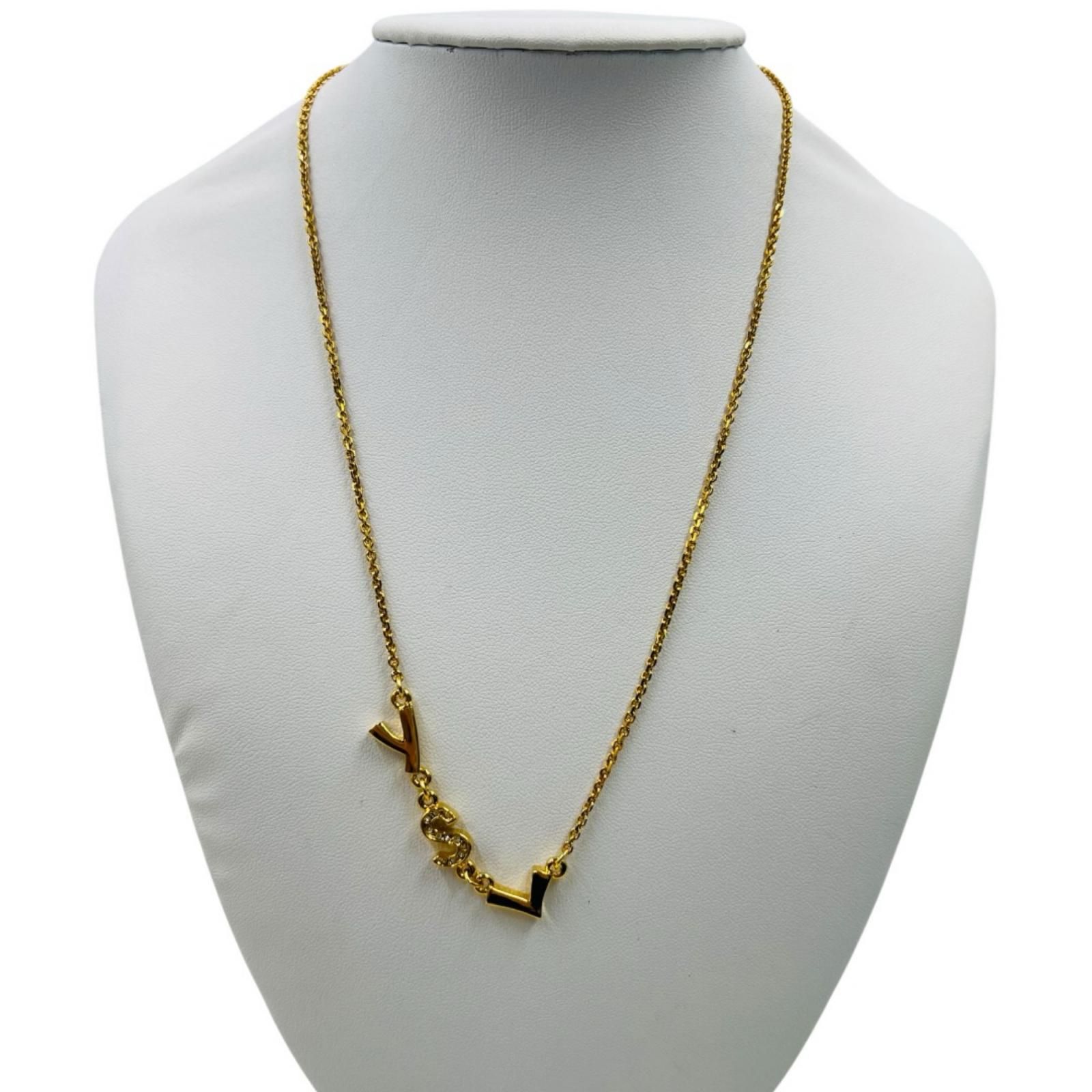 YVES SAINT LAURENT YSLロゴ ハート ネックレス ゴールド ペンダント