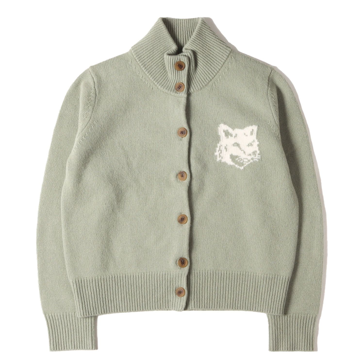美品☆ Maison Kitsuné メゾンキツネ　カーディガン 美品】MAISON KITSUNE メゾン キツネ カーディガン グリーン サイズ:XS
