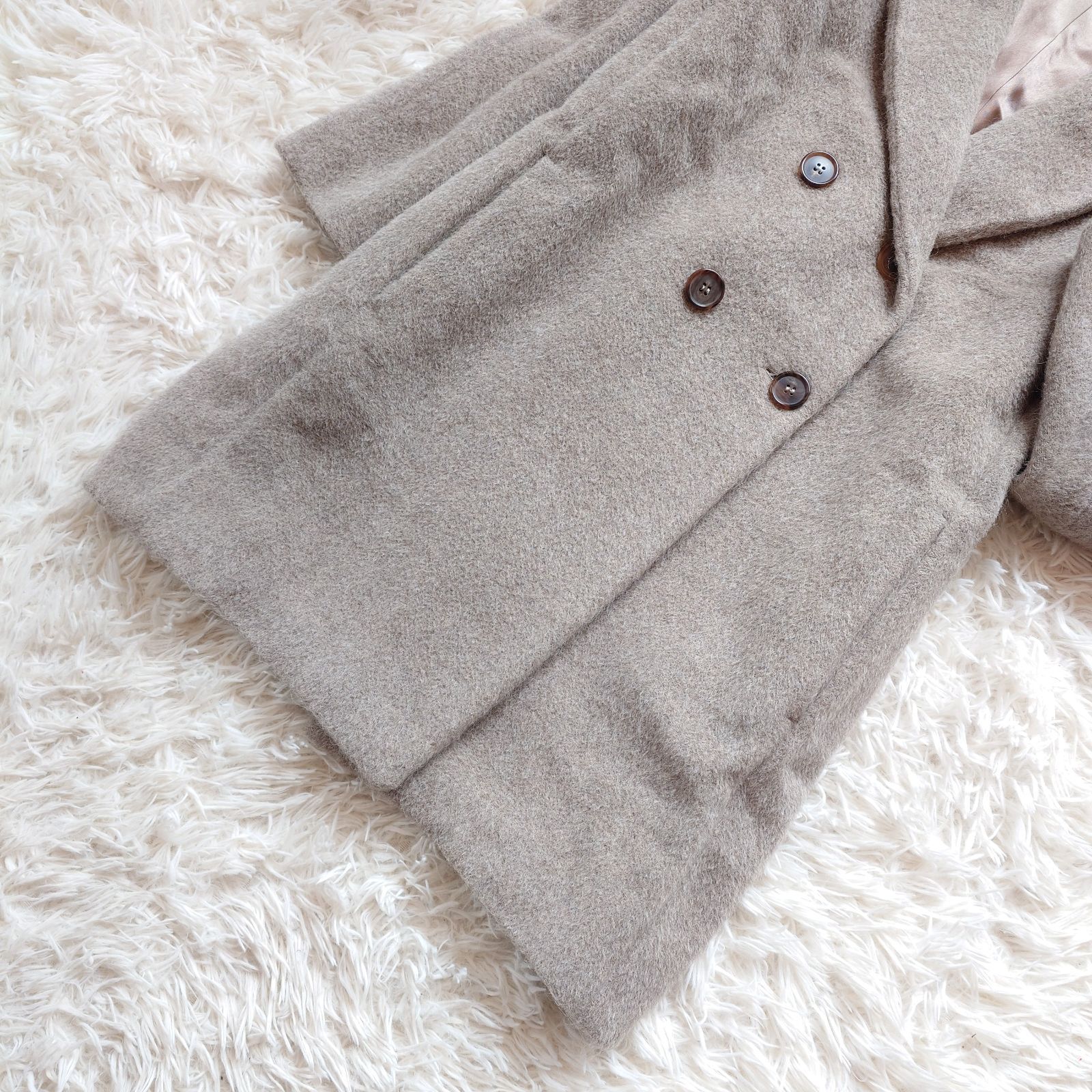 S Max Mara マックスマーラ アルパカ シャギー ダブル チェスター 
