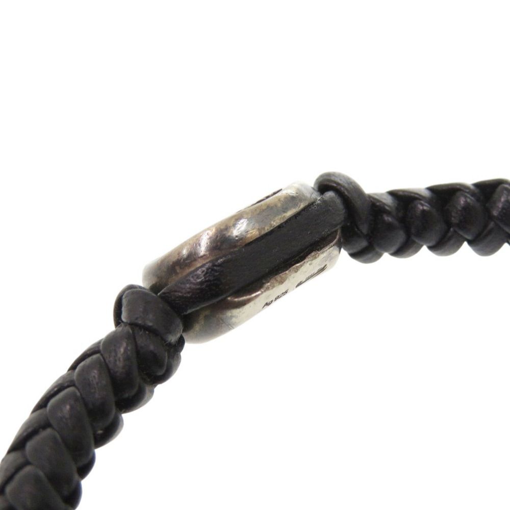 美品 グッチ クレスト レザー/シルバー925 ブラック ブレスレット 黒