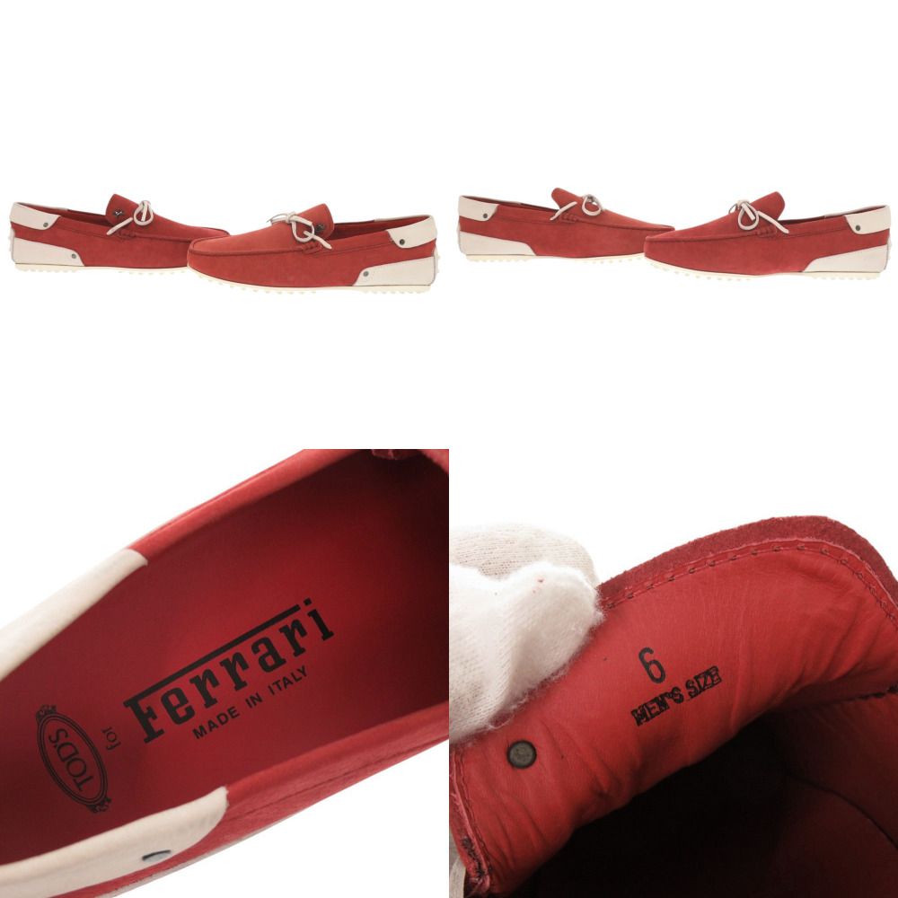 美品 トッズ × Ferrari フェラーリ ゴンミーニ サイズ6 レザー レッド