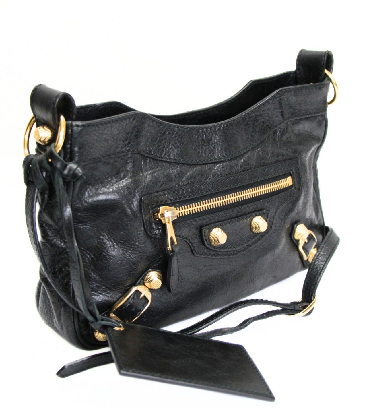 BALENCIAGA ジャイアントヒップ ショルダーバッグ グレー ゴールド金具 
