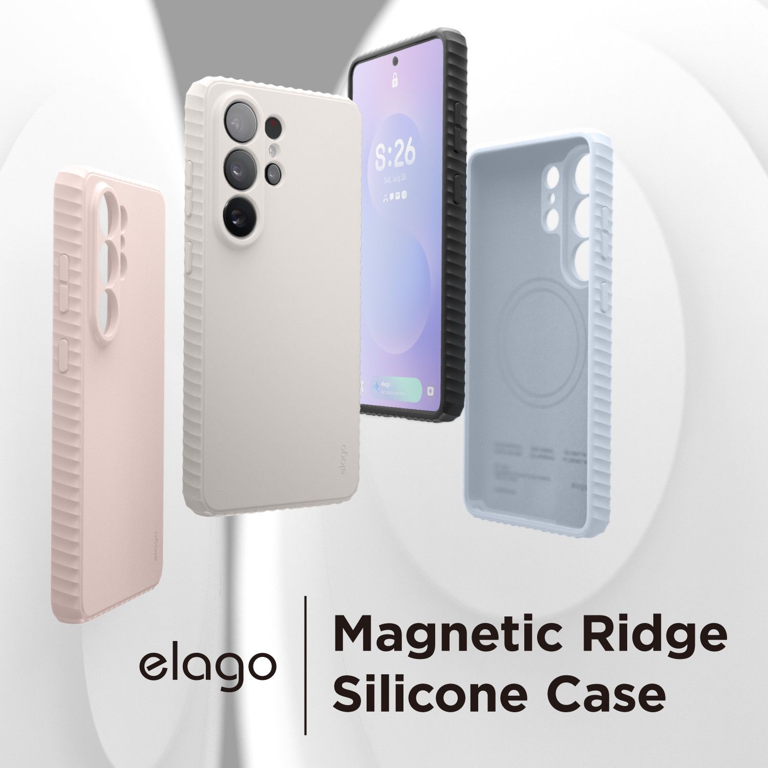 Galaxy S26 Ultra ケース シリコン MagSafe対応 カバー GalaxyS26Ultra ギャラクシーS26Ultra 対応 SM-S948Q SC-53G 対応 elago Magnetic Ridge Silicone Case