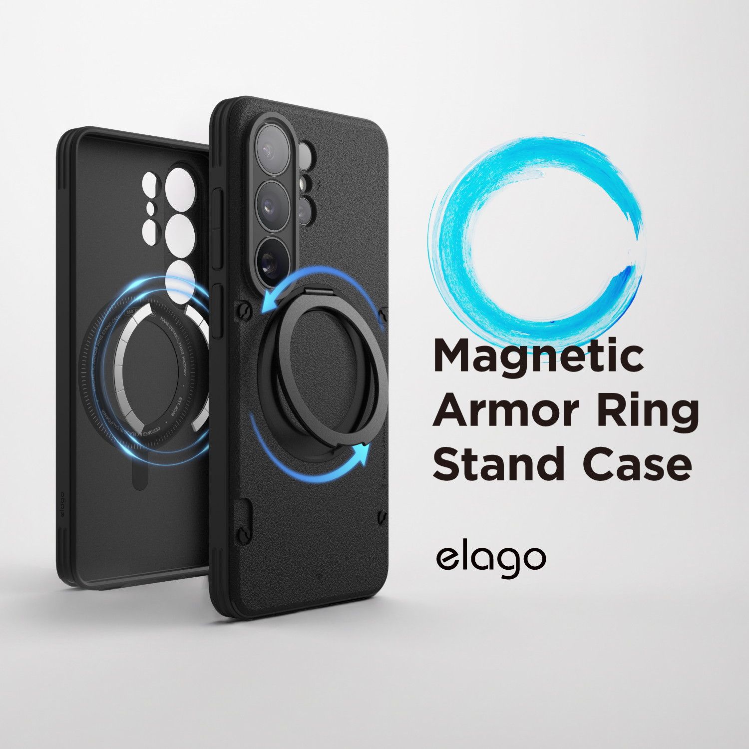 Galaxy S26 Ultra ケース 360度 リング MagSafe対応 スマホケース ギャラクシーS26 Ultra SM-S948Q SC-53G SCG37 対応 elago Magnetic Armor Ring Stand Case