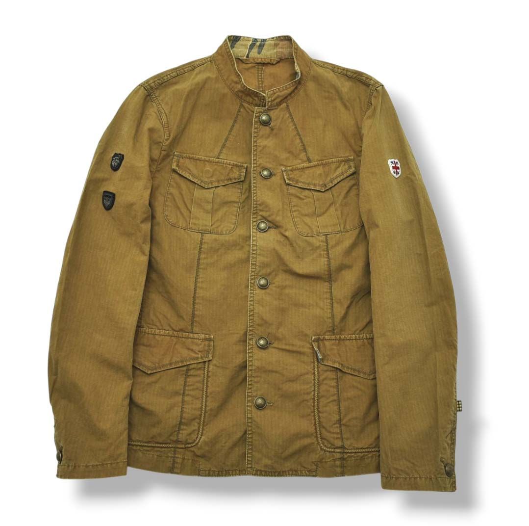 良品】 アクアスキュータム Aquascutum UK スタンドカラー ミリタリー 